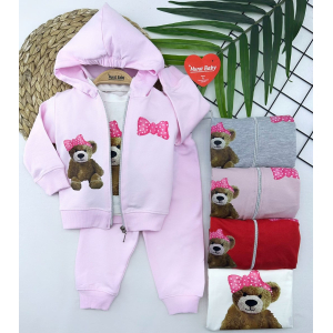 Костюм трійка для дівчат, на 6,9,12,18 місяців. Дитячий одяг оптом