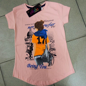 Футболка для дівчаток -BEING17- на 7-14 років