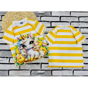 Футболка дівоча -unicornyellow- на 3,4,5,6,7 років. Гурт
