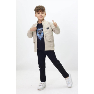 Костюм для хлопчиків 3 предмети зі шкіряною курткою 2-5 років