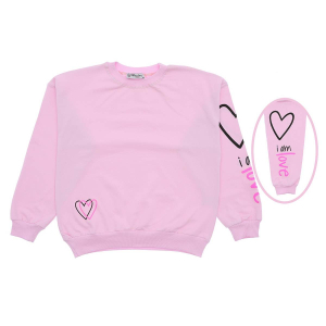 Блузка для дівчаток 13-16 років з принтом у формі серця «I Am Love», двонитка