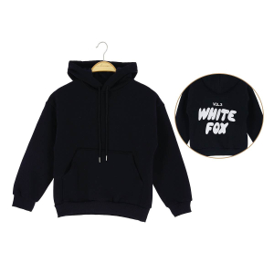 Толстовка з капюшоном та кишенею для дівчаток 9-12 років з принтом білої лисиці, тринитка