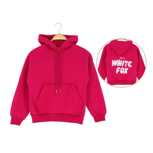 Толстовка з кишенею та капюшоном для дівчаток 13-16 років, тринитка з принтом білої лисиці.