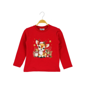 Блузка для дівчинки 1-4 роки з принтом оленя, різдвяний комплект двонитка