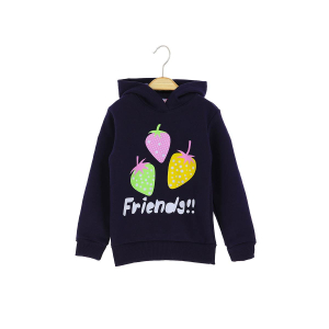 Комплект тринитка з капюшоном та полуничним принтом для дівчаток 1-4 роки