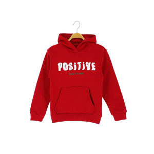 Толстовка з капюшоном та кишенею для дівчаток 9-12 років, смужка тринитка з позитивним принтом