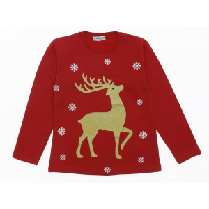 Светр для дівчинки 9-12 років з різдвяним оленем та двониткою стрічки